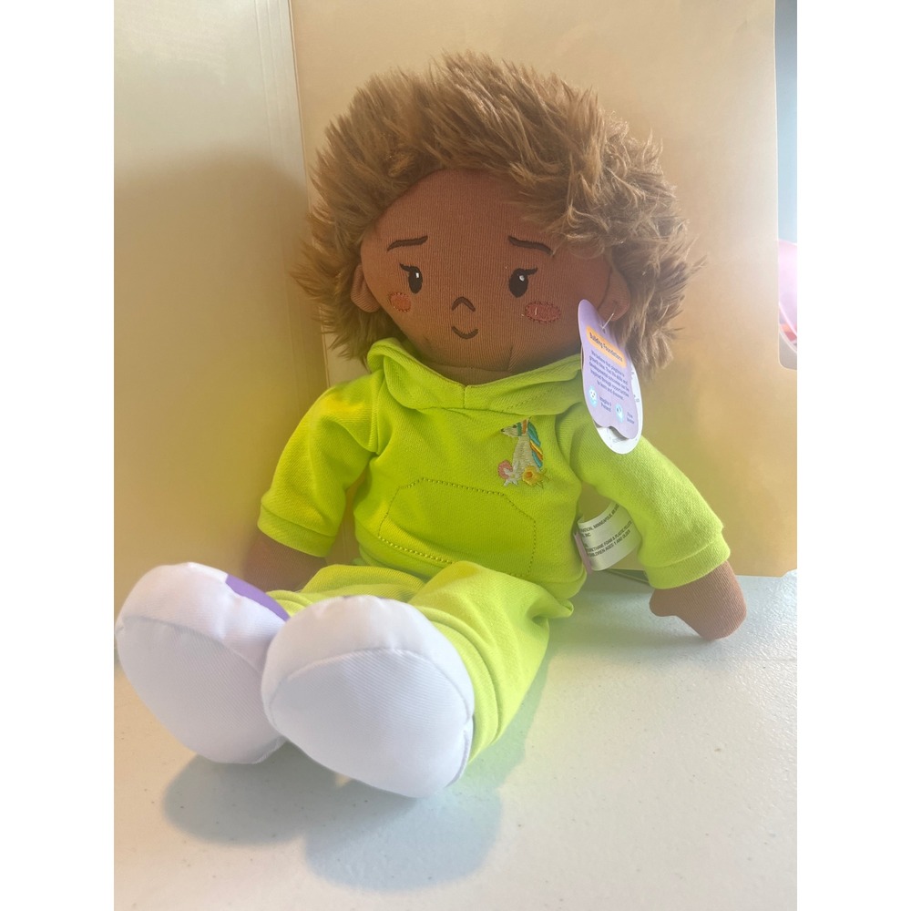 Kind Culture Co Building Foundations Hope Doll Neon Green Tracksuit Plush 15 In.